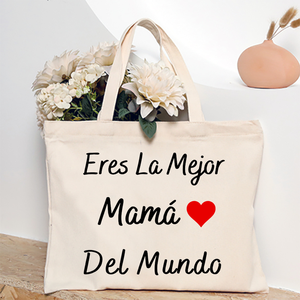 Tengo una mejor mamá del mundo, bolso de hombro estampado para mujer, bolso de lona, bolsos de compras para mujer, de cumpleaños para el día de la madre: Verde