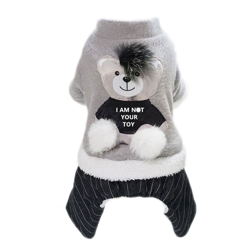 Mono para perros y mascotas, pijama de perrito, mono cálido de invierno con forro polar acolchado, ropa bonita de oso para perros pequeños, medianos y grandes: Gray dog jumpsuit / XL