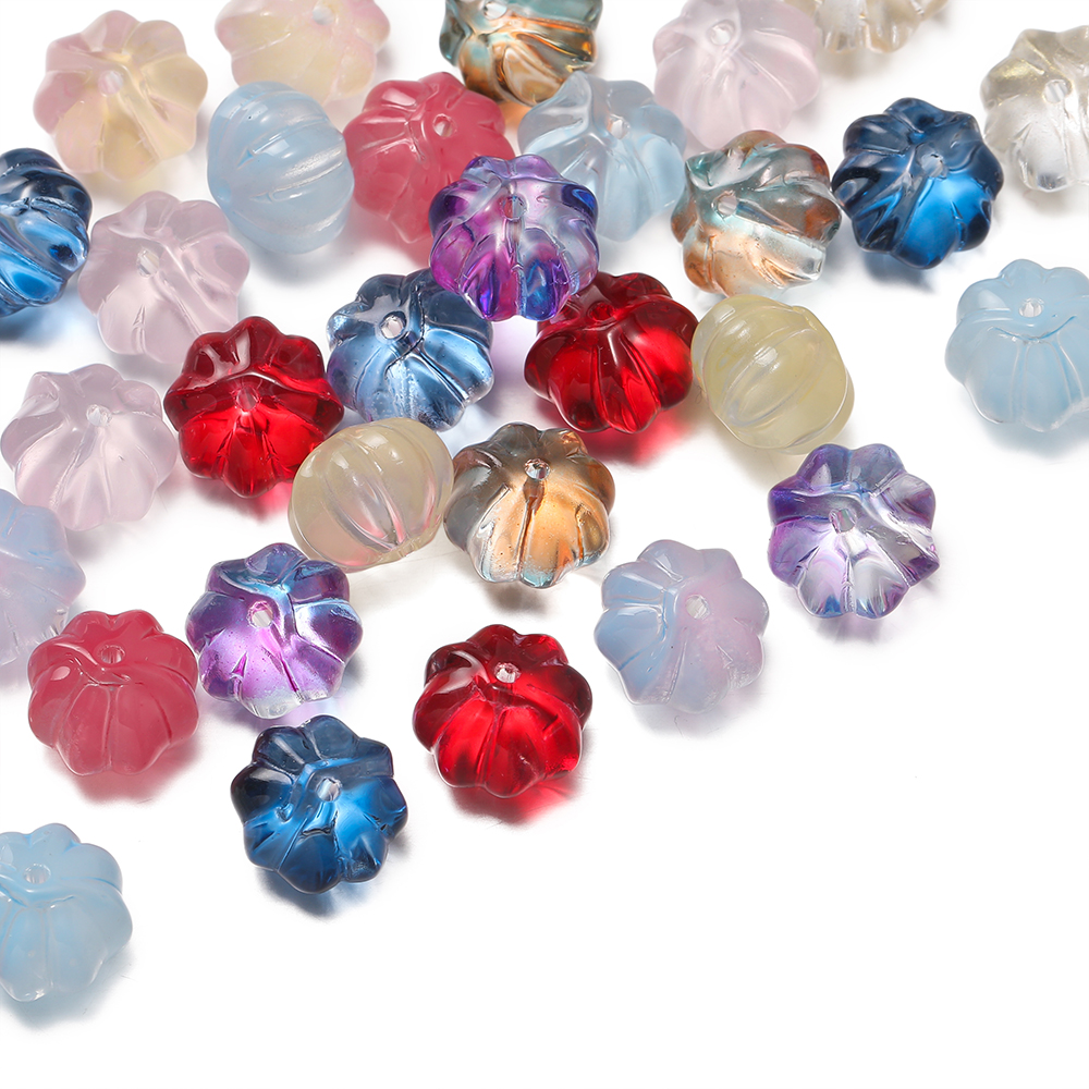 30 unids/pack de cuentas de calabaza de cristal, cuentas espaciadoras sueltas para pulsera, collar, pendientes, llavero, accesorios para hacer joyería hechos a mano DIY
