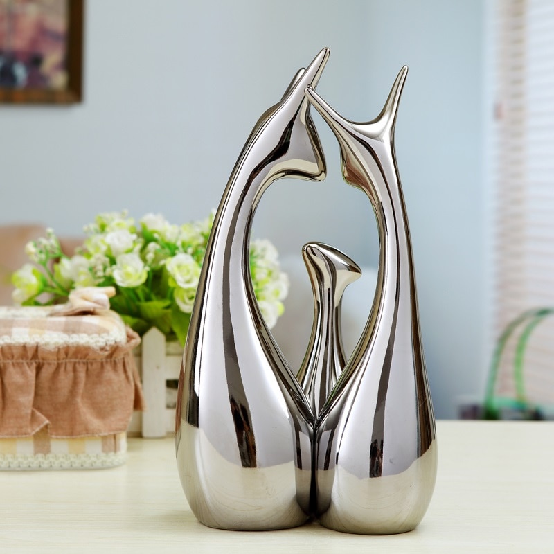 Décor de salon moderne minimaliste | Ameublement de maison, argent et or, décoration artisanale en céramique, meuble de télévision et artistique