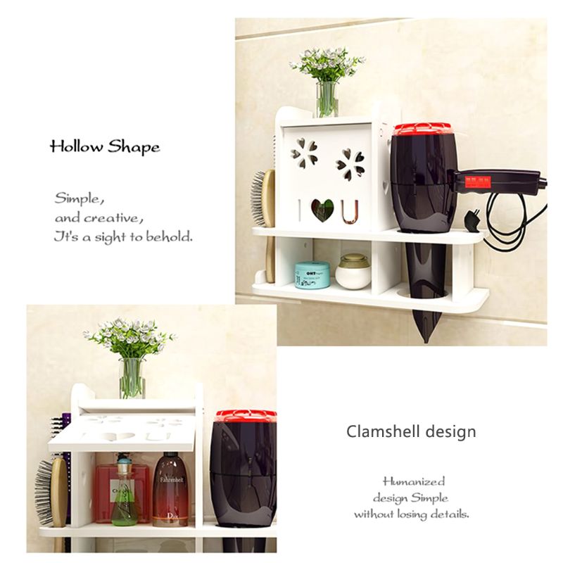 Bathroom PVC Board Waterproof Rack Bathroom Storage Rack Hair Dryer Toilet Toiletries Waterproof Free Punching Storage Cabinet