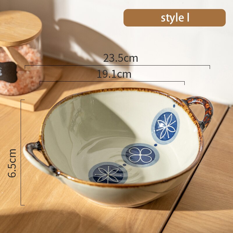 7.5 tommer japansk husholdnings nudelskål keramisk suppeskål med håndtak salat pastaskål kjøkken servise mikrobølgeovn baketøy: Jeg