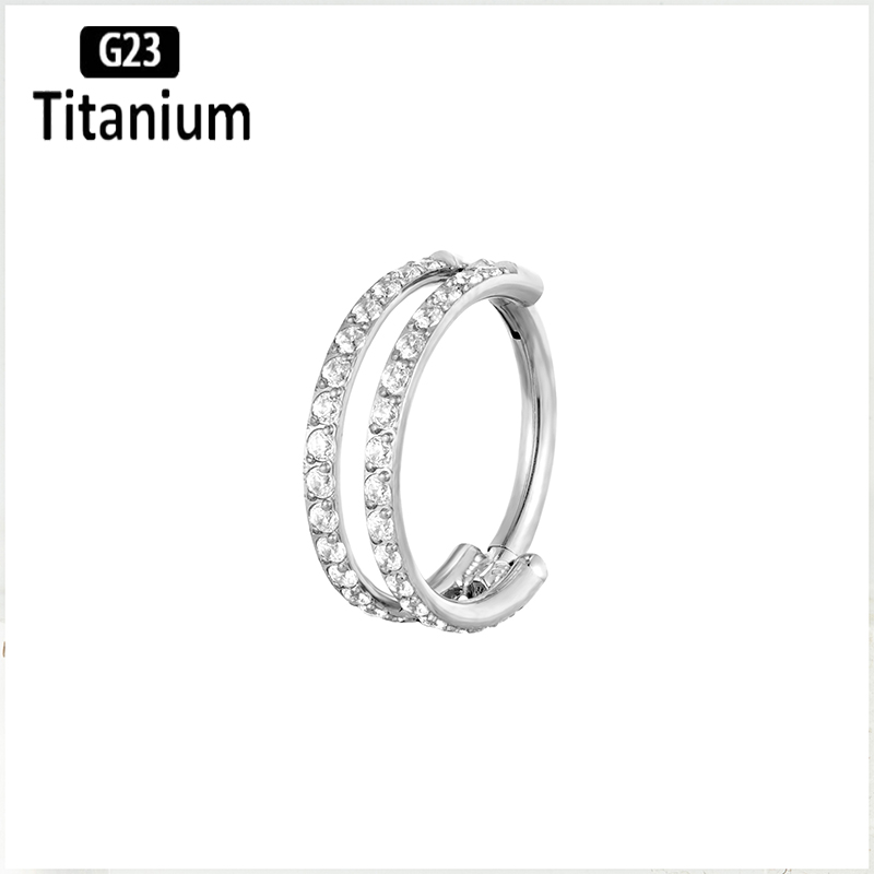 G23 titan piercing cz hoop höjdsegment ring clicker septum piercing näsringar tragus brosk helix läpp örhängen: Vit / Ren guldfärg
