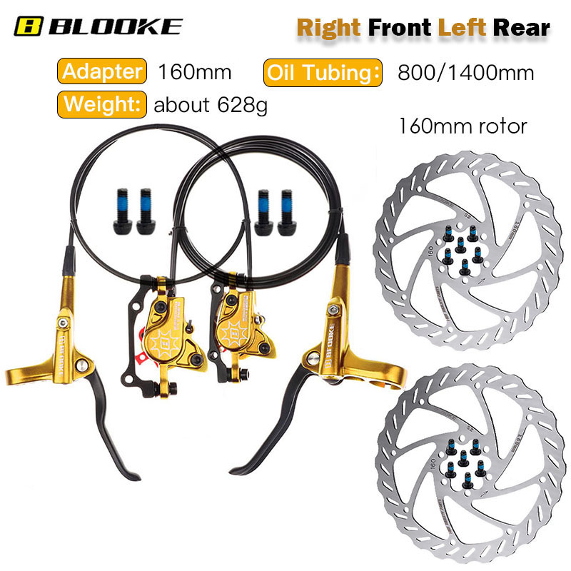 BLOOKE Mountain Bike Oil Brake M620 Hydraulic Disc Brake Caliper Suitable for Bicycle 160mm Brake Disc Aluminum Alloy Pads Parts: 160 R-F L-R rotor