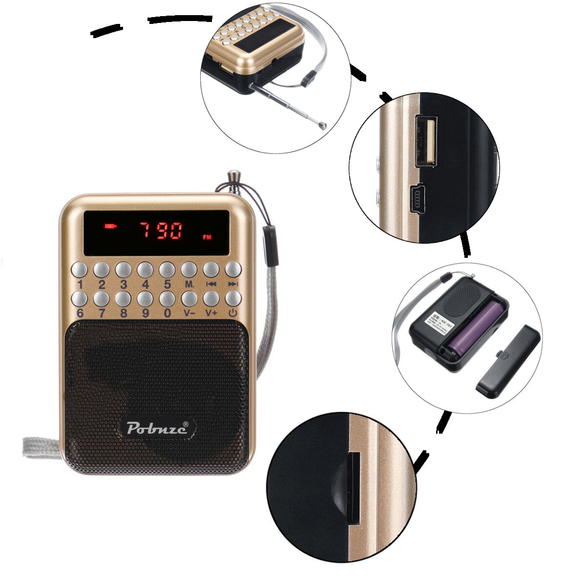 Mini Draagbare Lcd Digitale Fm Pocke T Radio Speaker Usb Tf Card Mp3 Speler