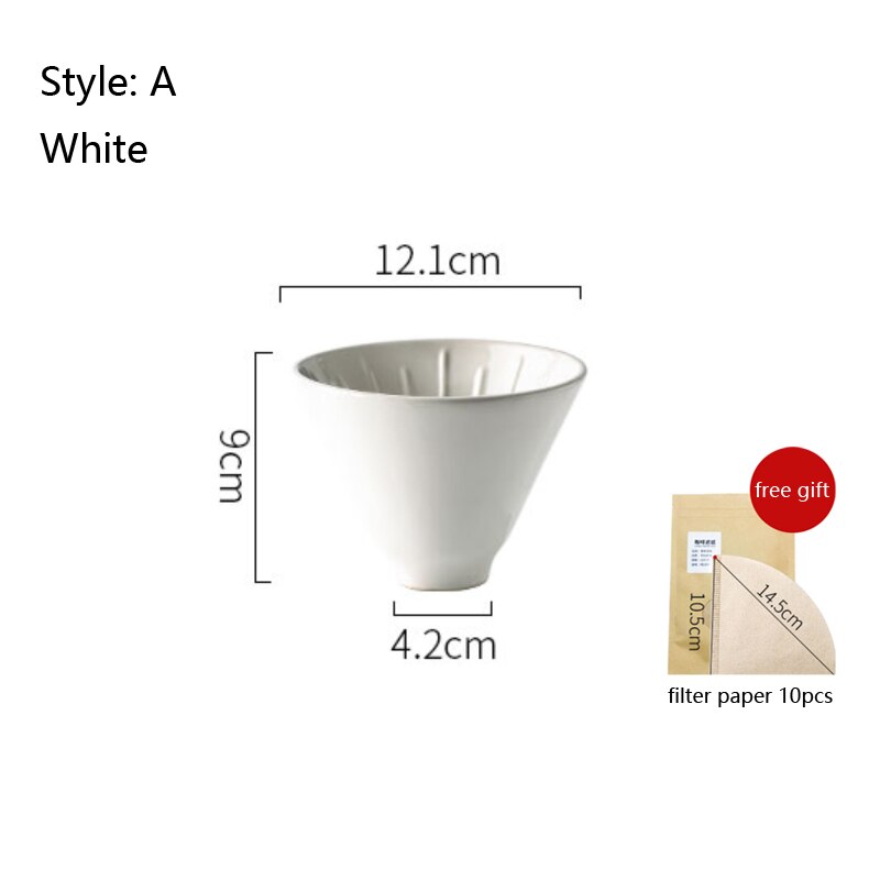 Hand Brew Coffee Brewer Set Pour over Coffee V60 Dripper Glass Coffee Pot Hand Drip Brewer Stand With Coffee Filter Paper Cup: White A