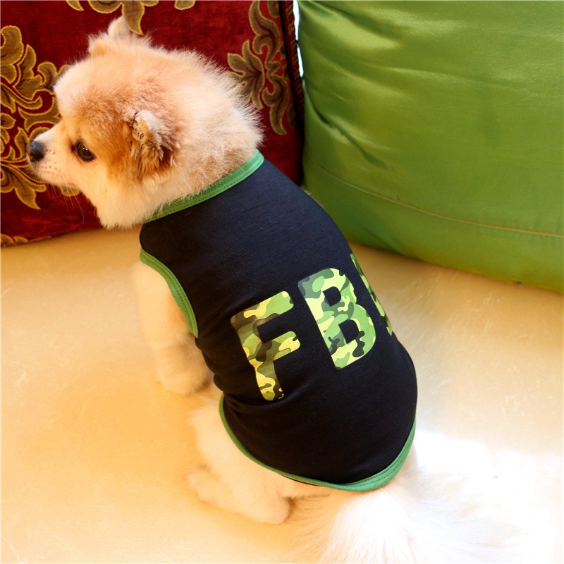 Pet Clothes For Dogs Letter Printing Cooling Vest Sleeveless Dog T-Shirt FBI Police FBI Grid Clothes Poodle Clothes E