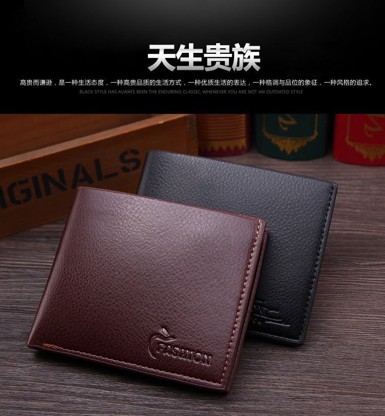 Mens Business Pu Leather Wallet Credit Card Holder Purse Rits Compartimenten Mannelijke Mini Zakelijke Portemonnee