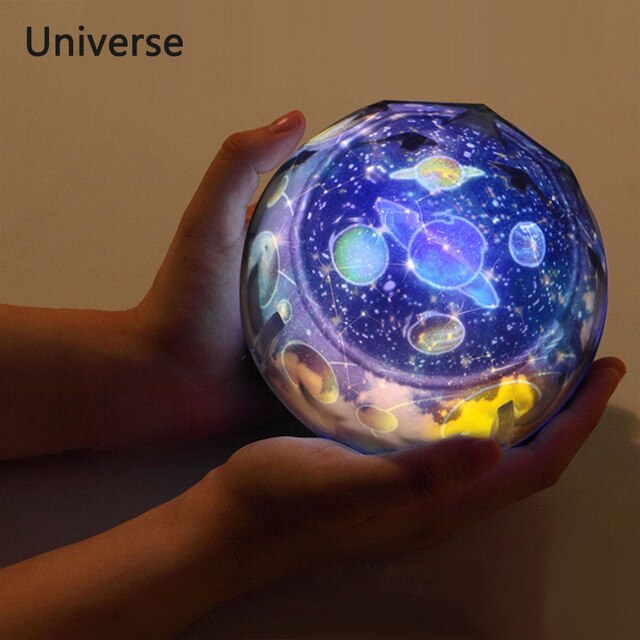 Proyector de luz nocturna de cielo estrellado, lámpara LED de planeta mágico, universo tierra, giratoria colorida Estrella intermitente niños, de Navidad para bebés: Universe / Remote