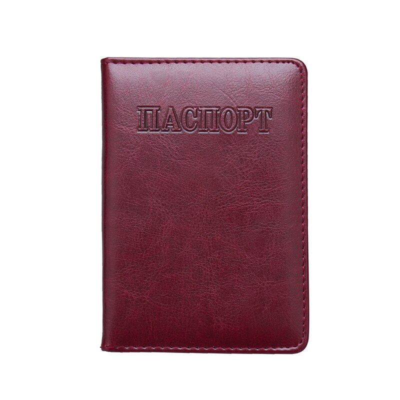 Russische Olie Dark Red Pu Brieven Nationale Paspoort Cover Leuke Credit Kaarthouder Pu Lederen Paspoorthouder Met Reizen: wine red