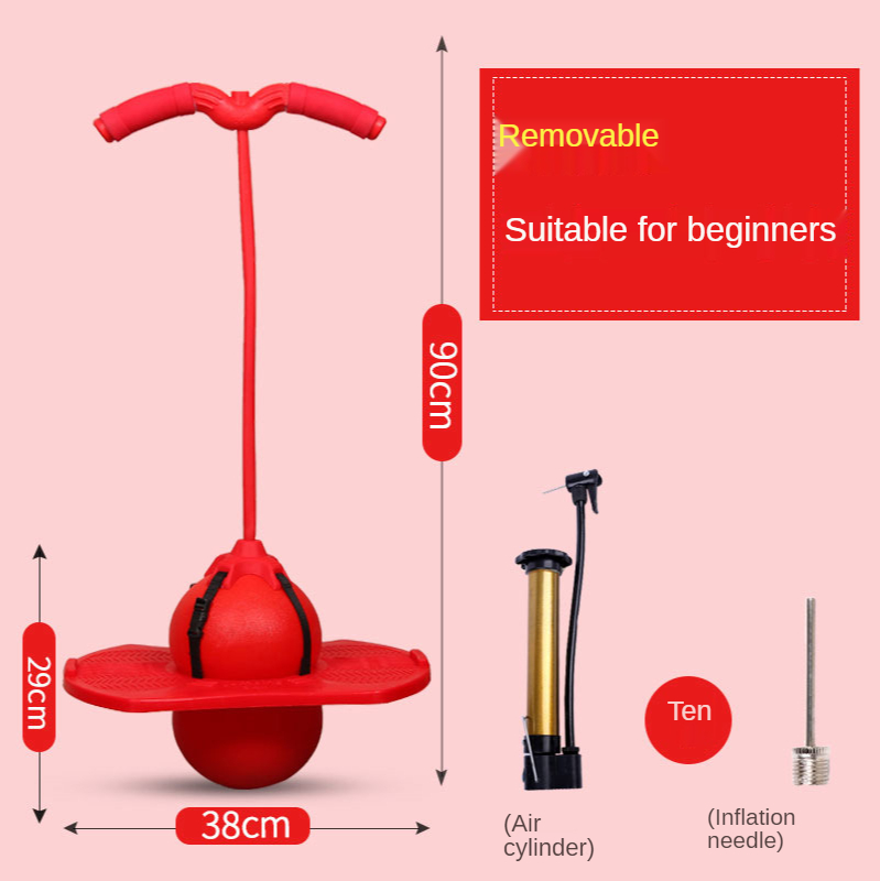 Bouncing Ball With Handle Jumping Hopper Ball Toy Large Elasticity And Strong Bearing Capacity For Adults Kids: YJ58-red