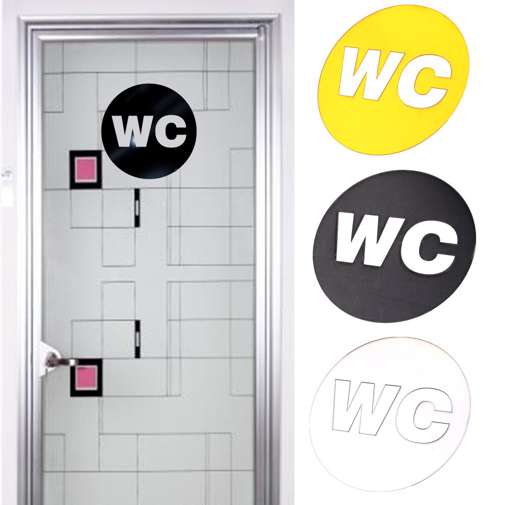 1 Pcs Self-adhesive WC Mirror Sticker Door Sign Removable Wall Decal Acrylic Home Bathroom Decoration Craft