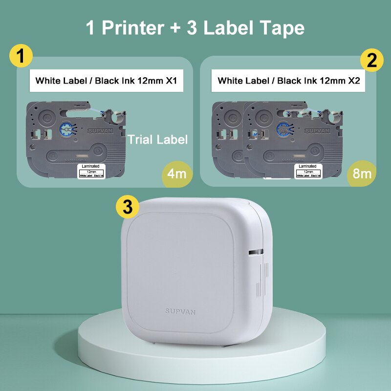 Supvan G10E Labeler Thermal Transfer Label Maker Bluetooth Connect Desktop Laminated Labeling Machine Printers for Home Office: G10E 3Label A