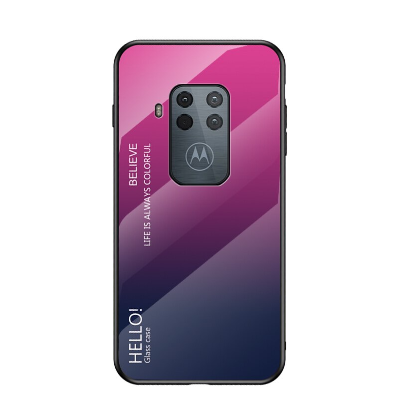 Oudini til motorola moto one zoom cover gradient glas kuffert til moto one zoom cover: Rosenrød