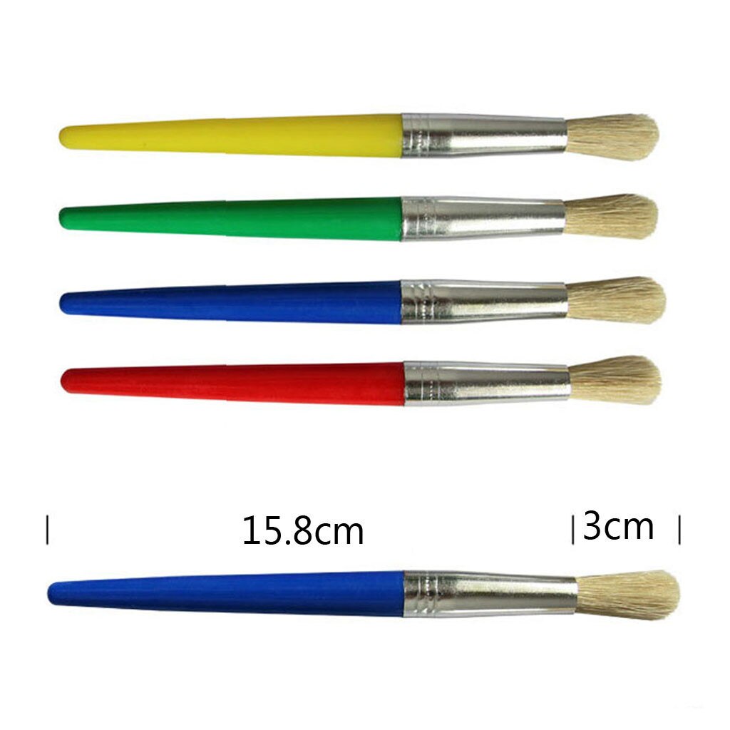 Juego de brochas de pintura para niños, set de 4 pinceles de cerdas para pintura acrílica Gouache, con taza de cubo de lavado, con agua y aceite, suministro de arte