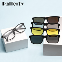 Ralferty student 5 in 1 magnetisk solbrille børn børn klip på briller  tr90 optiske recept briller stel 3d brille  tr8006