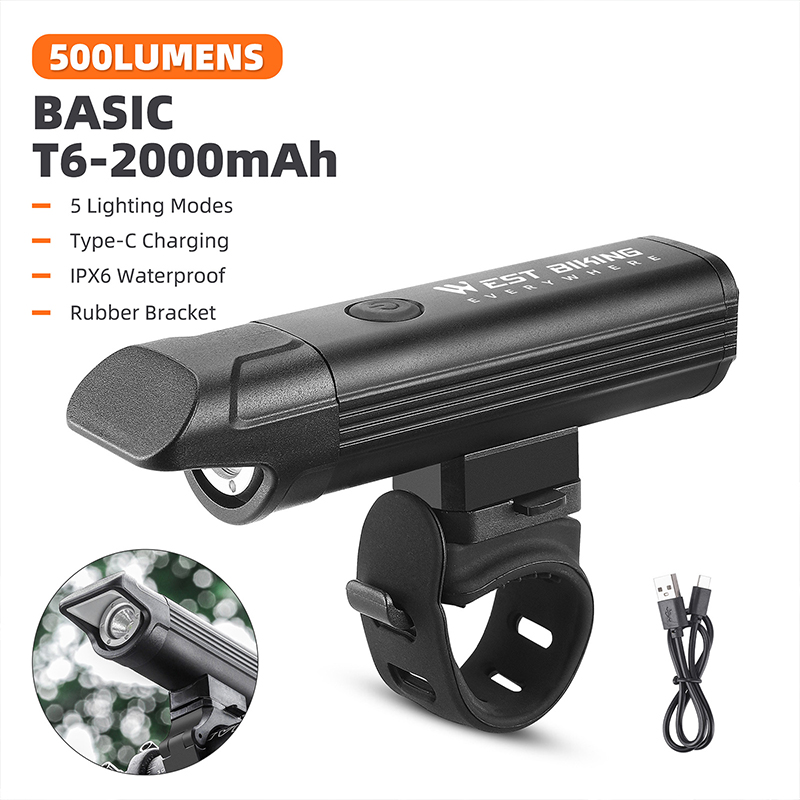 WEST BIKING Anti-Glare Fietskoplampen IPX6 Waterdichte Oplaadbare Fietskoplamp MTB LED Cycluslicht Fietsaccessoires: WIT