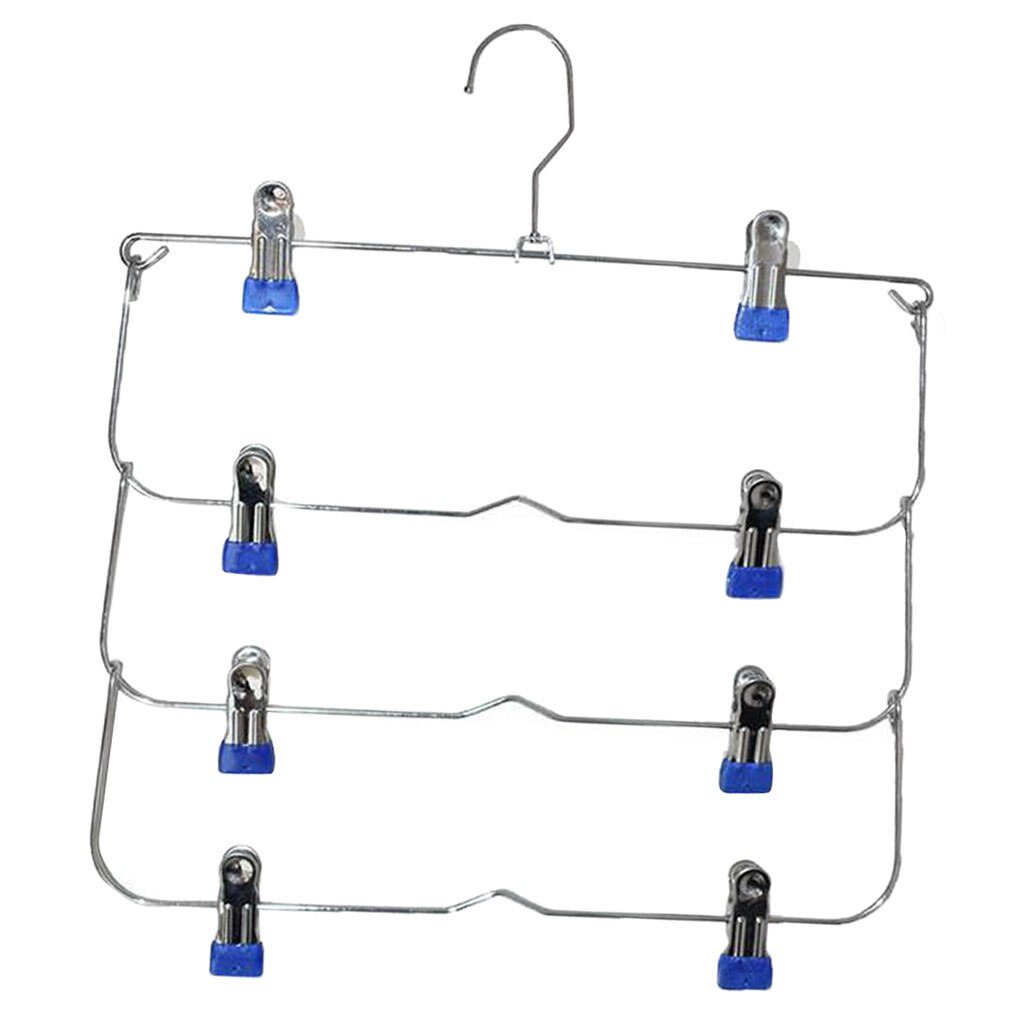 4 Tier Rok Hangers Broek Hangers Closet Organizer Metalen Vouwen Ruimtebesparende Hangers Thuis Kleding Opslag Vouwen Rok Hanger: Blue