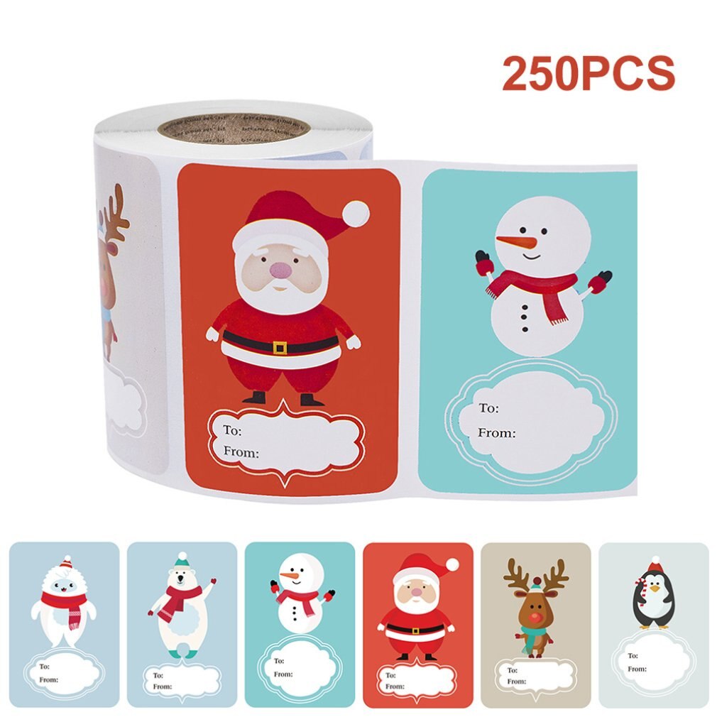 250pcs / Roll Sticky Christmas Name Tags Seal Labels Christmas Decals Wrapping Stickers