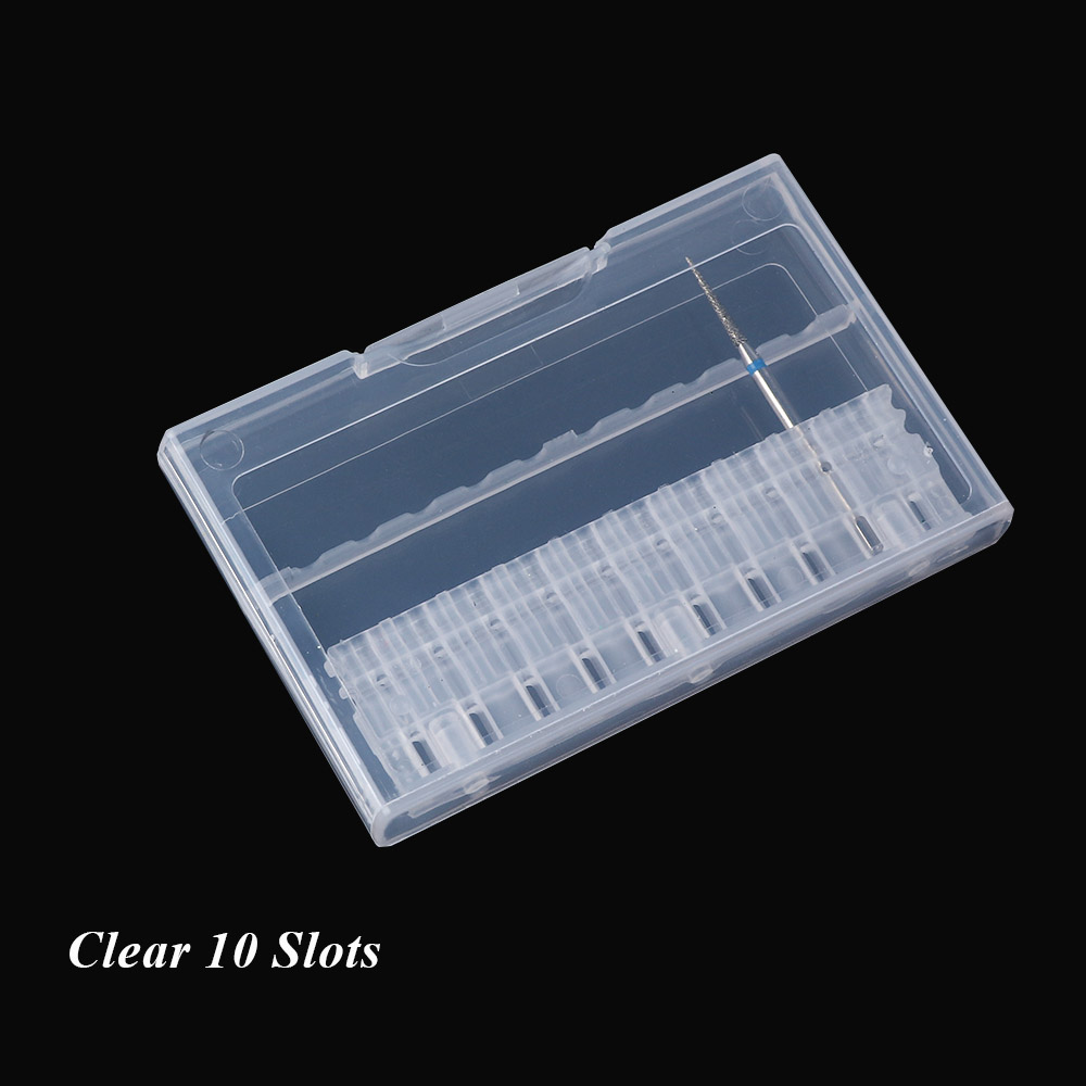 6/10 Slots Acrylic Storage Box For Milling Cutters White Pink Clear Empty Stand Display Container Manicure Nail Art Tool LA2000