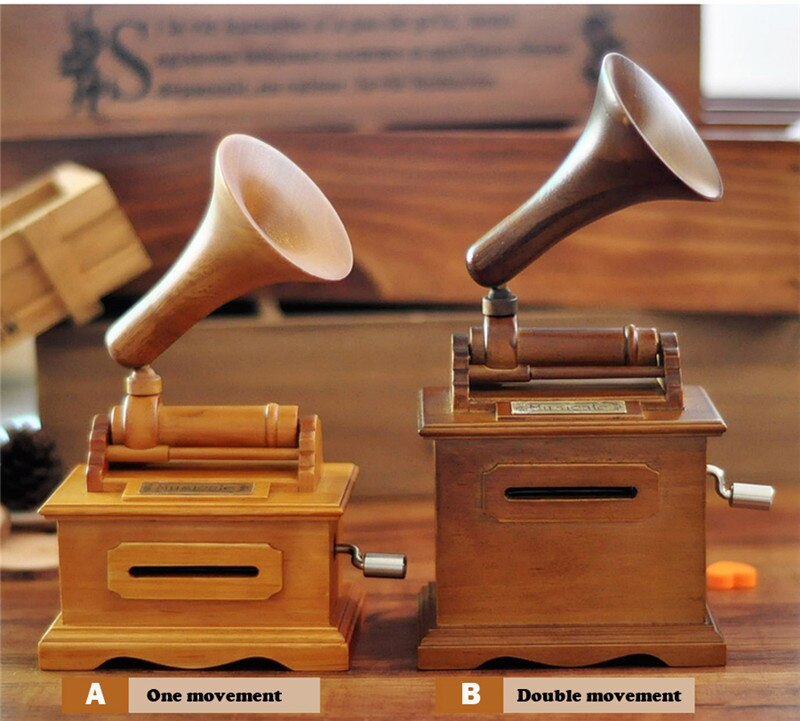 Caja Musical de madera para hacer música, fonógrafo Vintage