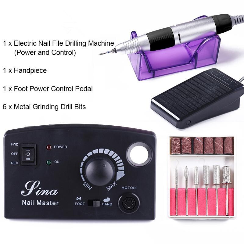Koskoe Salon Elektrische Nail Boor Machine Apparatuur Set 30000Rpm Nagels Bestand Slijpen Pedicure Nail Art Gereedschap Acryl Gel: 35000rmp 20W Black / EU