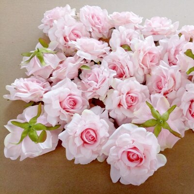 10PCS artificial flower head 10cm rose wedding flower basket decoration DIY bridal wreath decoration accessories flowers: pink 3