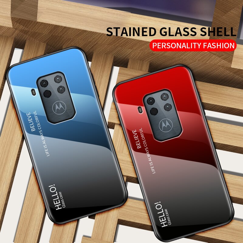 Oudini til motorola moto one zoom cover gradient glas kuffert til moto one zoom cover