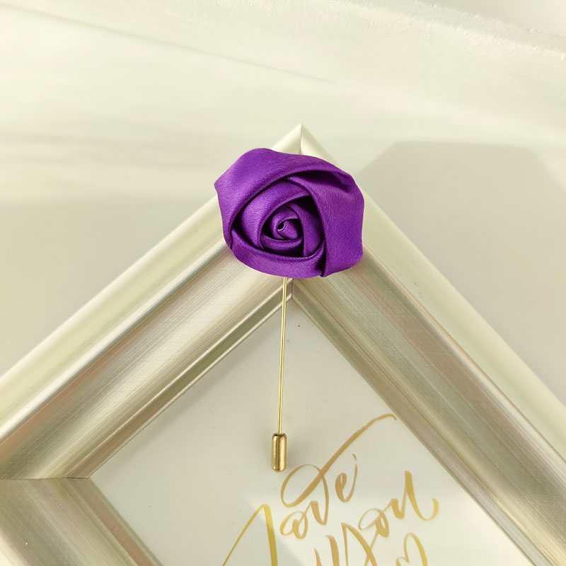 Alfileres Boutonniere para novio para hombre, ramillete de boda, broche para mujer, flores, rosas, ojal de seda para padrino de boda, accesorios para traje de matrimonio, graduación A: Morado