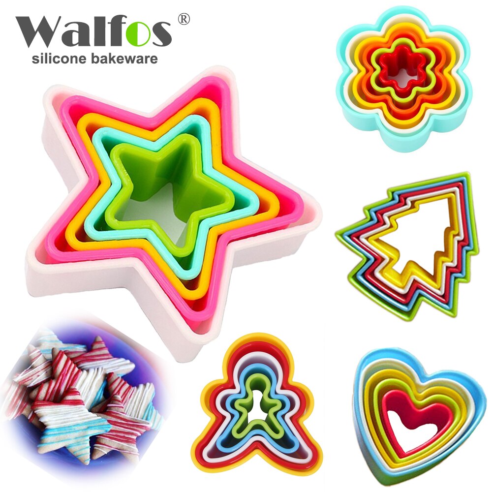 WALFOS 1 set Cookies cutter slicer frame cake diy mold hartvorm decor edge cutter party plastic cookies maker pastry gereedschap