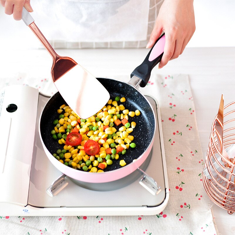 Rose Gold Küche Utensil einstellen Mit Halfter Moderne Kochen Utensilien Nicht Stock Schneebesen Schöpfkelle Spachtel Löffel Dreher Stahl Geschirr