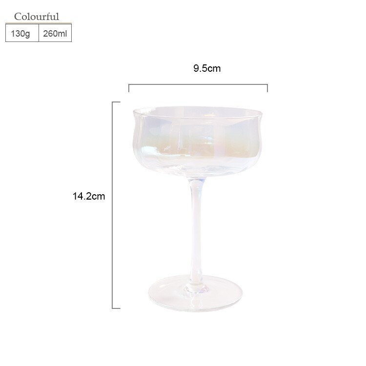 Ins Tulip Wine Glass Lead Free Glass Gold Painting Colourful Champagne Juice Cup Simple Wine Cup Crystal Glass: 0002