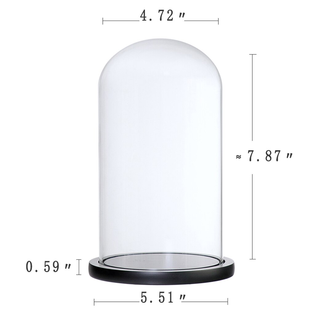 Glass Cover Dome Container with Base for Flower Rope Lights Party Cupcake Display Decor: Black F as describe