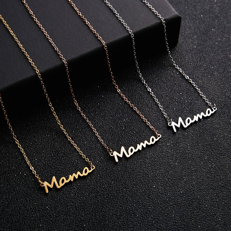 Mama letters halskæde rustfrit stål mor baby lockbone kæde vedhæng choker kvindelige smykker mor& #39 ;s dag