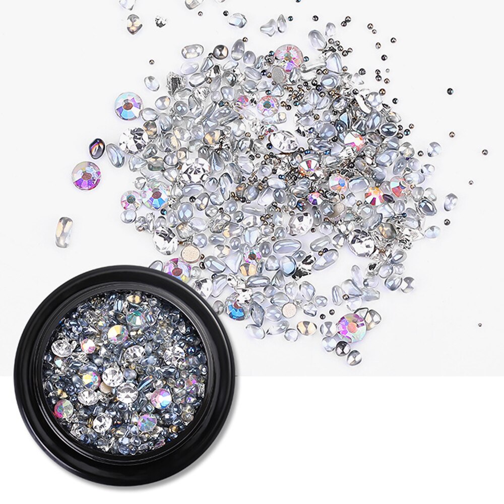 Nail art smykker luksus mine sort mikro bor hybrid sort knækket bor net rød 3d diamant krystal sand negle art dekoration: A -05