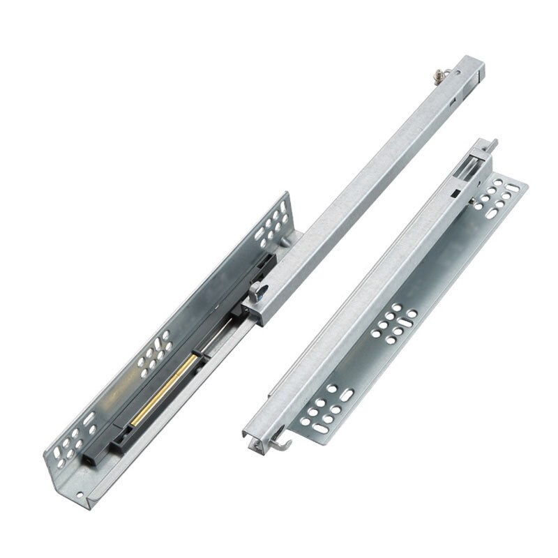 Rails coulissants de Support cachés pour meubles et tiroirs, Long en deux parties, à fermeture souple