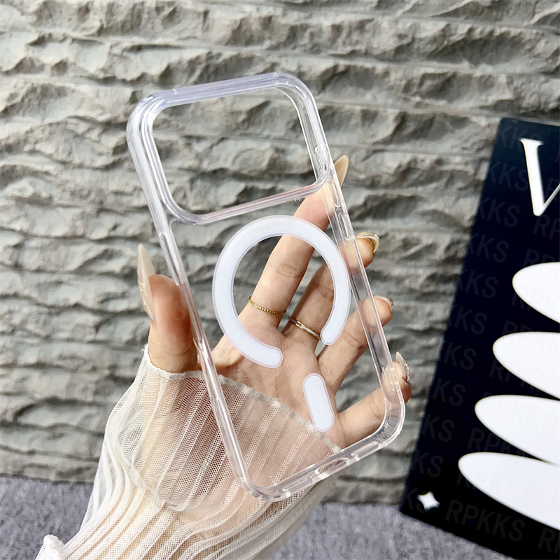 Custodia di ricarica wireless magnetica magsafe per iphone 17 16 15 14 13 12 11 pro max 16e custodie per iphone 17 air: Chiaro / Iphone 12 mini