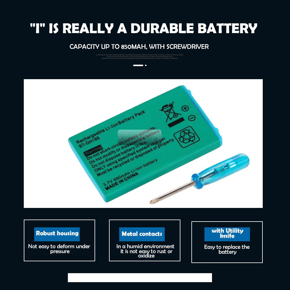 1PCS 3.7V 850mAh For Nintendo GBA SP Rechargeable Lithium Li ion Battery Pack + Tool knife Screwdriver Replacement battery