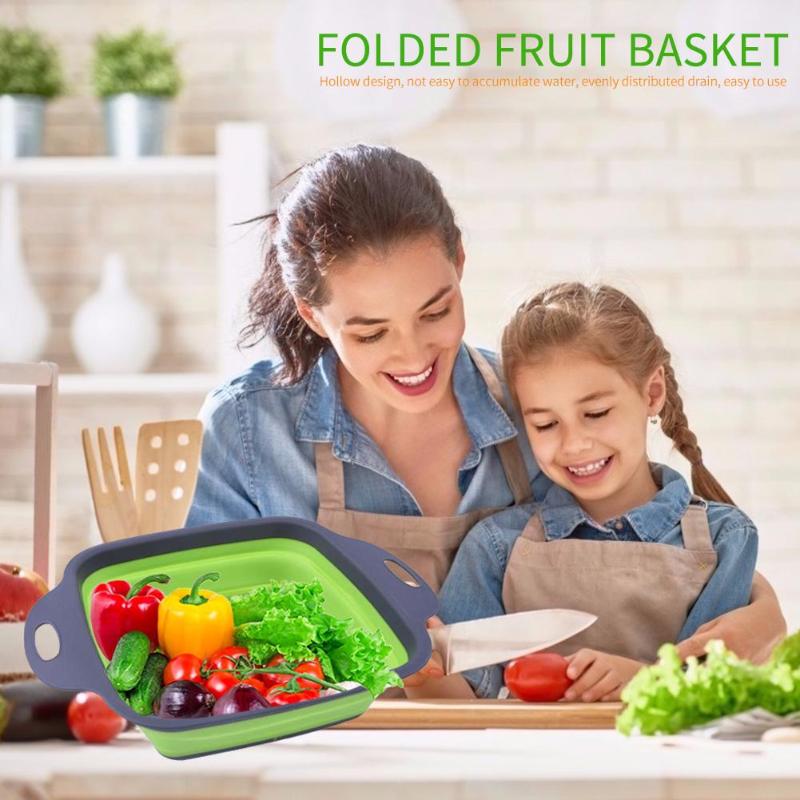 Folding Fruit Vegetable Washing Basket Strainer Portable Collapsible Kitchen Storage Colander Drainer Washing Basket Kitchen Too