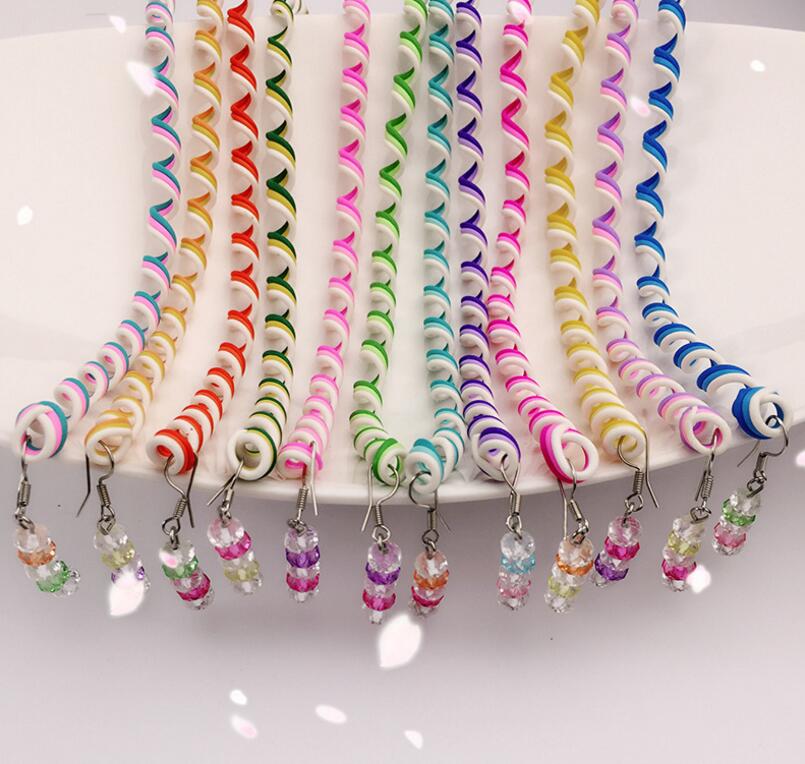 12 stuks meisje spiraal kronkelende kralen regenboog kapsel kinderen rond het haar stok DIY disk haar krullen haar accessoires: 4