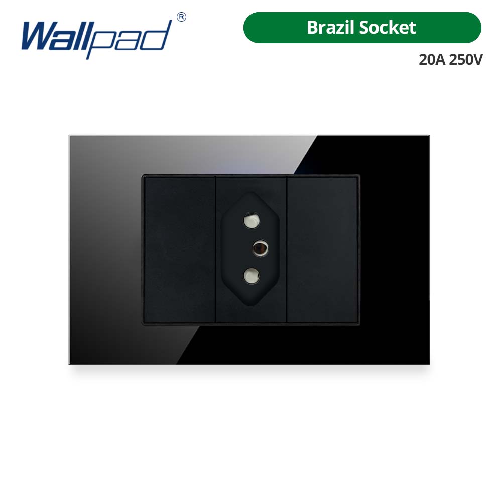 Wallpad sort hærdet glaspanel 1 2 3 4- gang nulstilling mellemliggende vægafbryder brasilien eu usa stikkontakt vippeknap 118*75mm: Khaki
