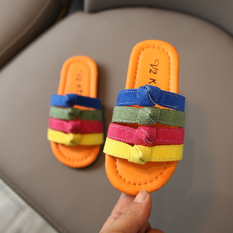 Children Slippers Cute Cartoon Boys Slippers Non-slip Home Flip Flops Outdoor Casual Sandal Girls Slippers Kids Shoes Summer: Yellow / 26