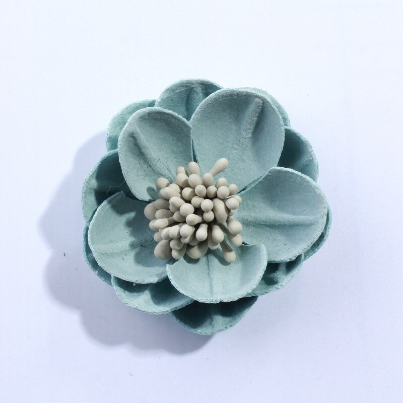 10 pièces 5 CM solide artificielle feutre fleurs pour cheveux accessoires avec étamine bandeau vêtements accessoires U choisir les couleurs: Lt green