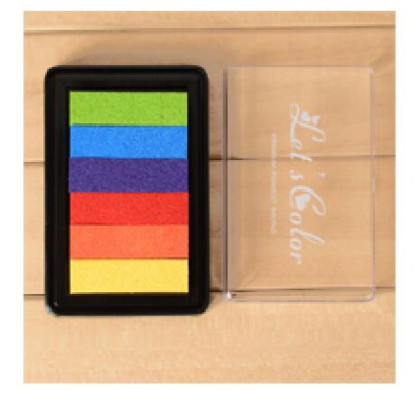 1pc Safety Non-Toxic Ink Pad Rainbow Color Inkpad Rubber Stamp Oil Based for Children's Finger Print DIY Art Kids: A