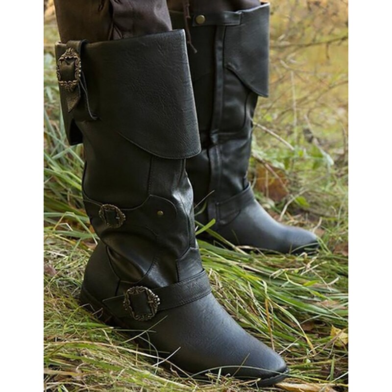 Medieval Cossack Norman Leather Boots Reenactment Reconstruction Prop Varyag Tudor Persian Roleplay Shoes theater Footwear Adult
