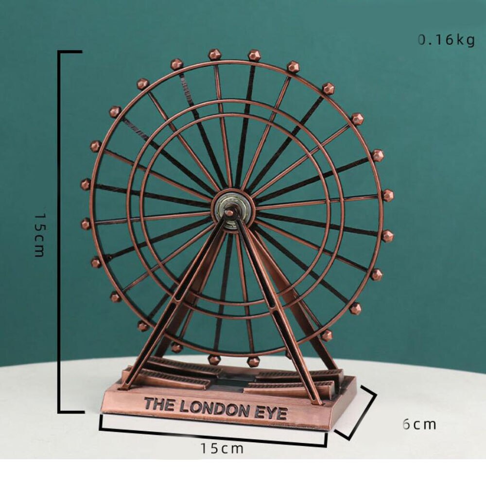 Metal crafts wrought iron ferris wheel decoration home living room desk decorations: Red copper