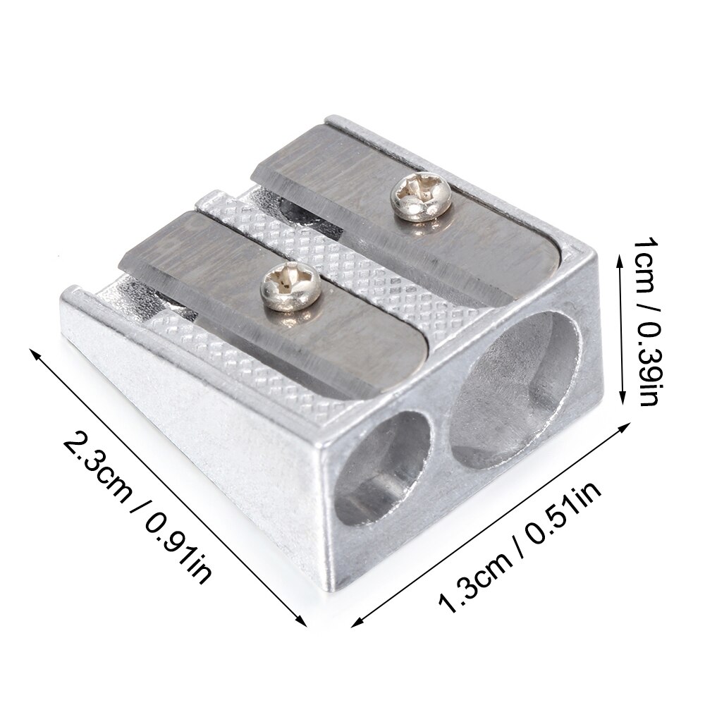 1PCS Silver Sharpener Metal Bevelled Double Hole Pencil Sharpener School Office Sharpener Stationery Supplies