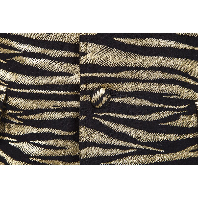 Shenrun herr kavaj slim fit jacka tiger randigt tryck kostym jackor scen sångare värd kostym casual kavaj guld silver