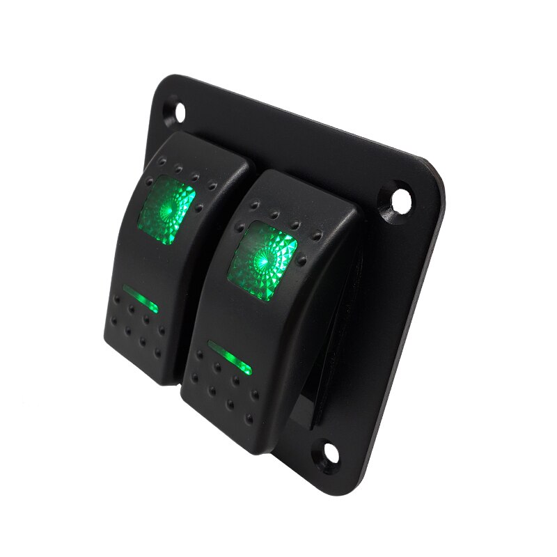 2 Gang Rocker Switch Panel 12-24V LED Waterproof Switch Panel Circuit Breaker for Car Marine Boat Camper Caravans Travel Trailer