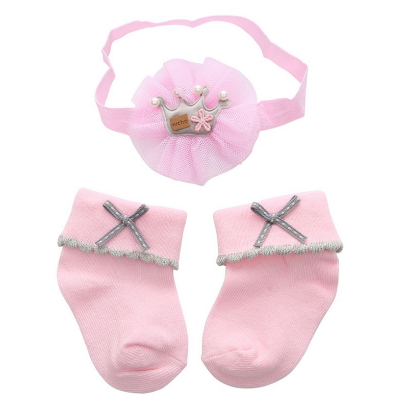 0-12M Kleinkind Baby Großen Samt strecken Haarband Krone Blume Unterhose Weiche Nicht-Unterhose Baumwolle Socken 2 stücke freundlicher freundlicher Headwear